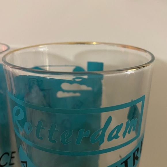 Set of vintage Libby highball Pan American destination glasses with cradle - Picture 7 of 10